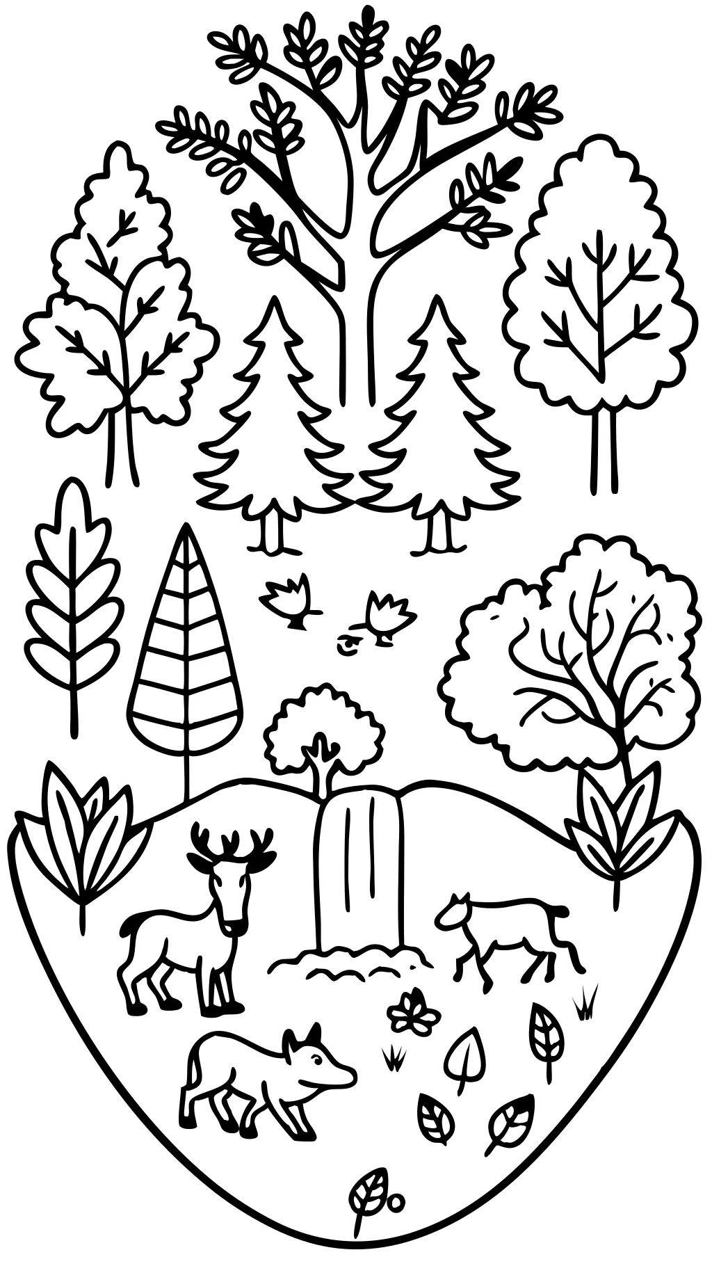 coloring page temperate deciduous forest drawing